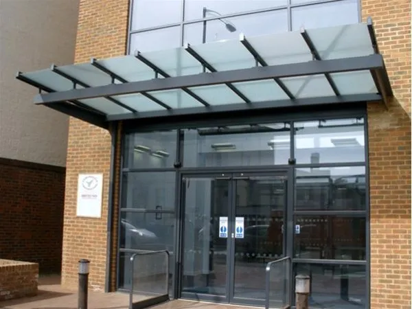 Suspended Satin Glass Canopy Offices Tunbridge Wells