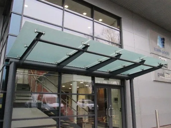 Supported Satinised Glass Canopy Office Development Hessle