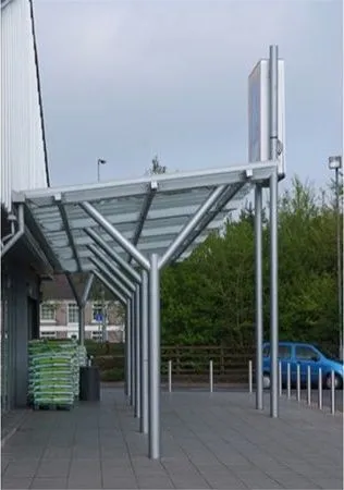 Supported Glass Canopy Supermarket Cross Hands