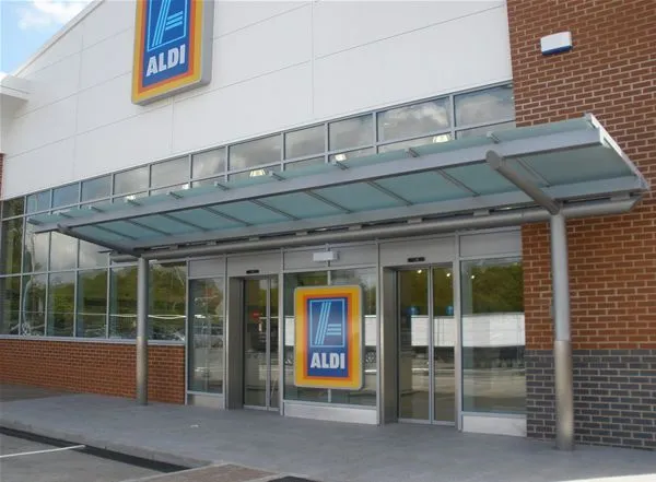 Satin Glass Supported Canopy Supermarket Oxford