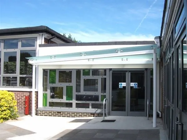 Satin Glass Supported Canopy School Woolwich