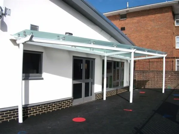 Satin Glass Supported Canopy School Woolwich