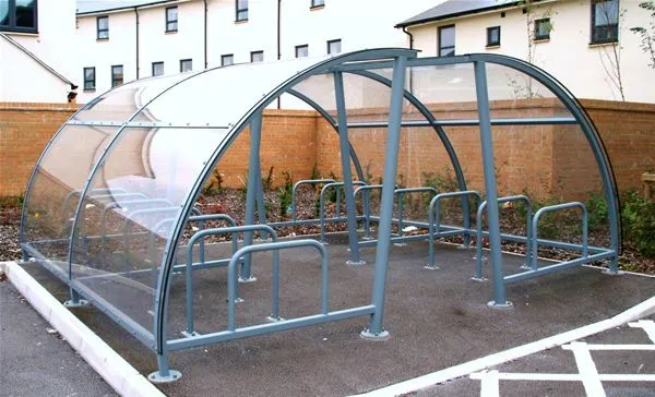 Curved Polycarbonate Twin Cycle Storage Unit Offices Bristol