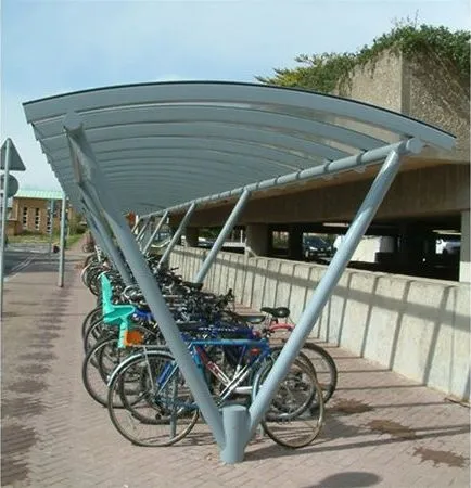Y Shaped Polycarbonate Roof Cycle Storage Unit to Hospital Southampton