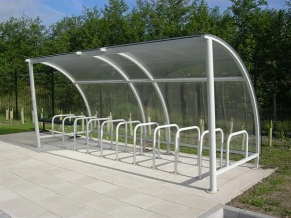 Curved Polycarbonate Cycle Store to Offices Chesterfield