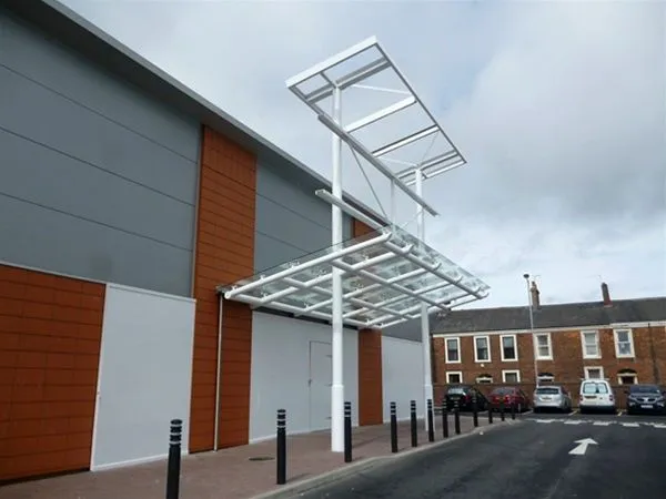 Glazed Entrance Signage Support Canopy Superstore Carlisle